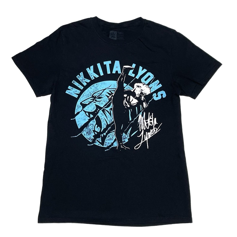 WWE Authentic NXT Nikita Lyons T-shirt Mens Medium Double-Sided Black Blue